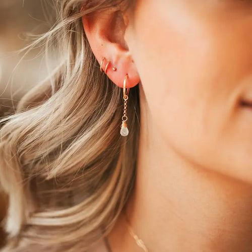 Moonstone Drop Earrings-Hello Adorn
