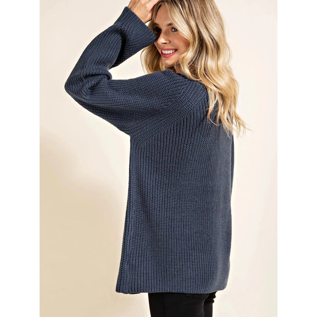 Button Detail Crew Neck Sweater
